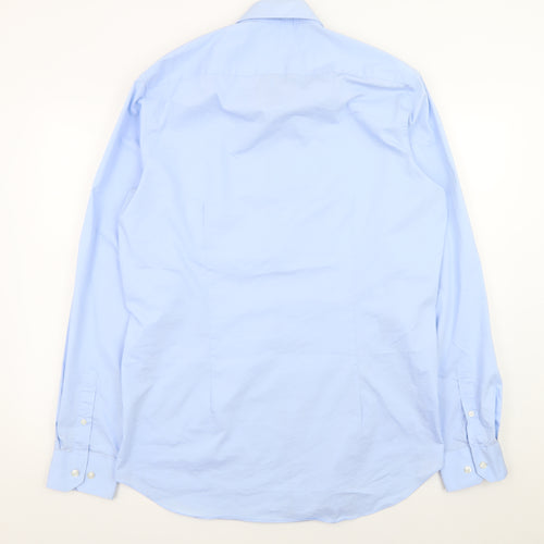 Moss 1851 Men's Blue Tailored Fit Long Sleeve Formal Dress Shirt 2XL
