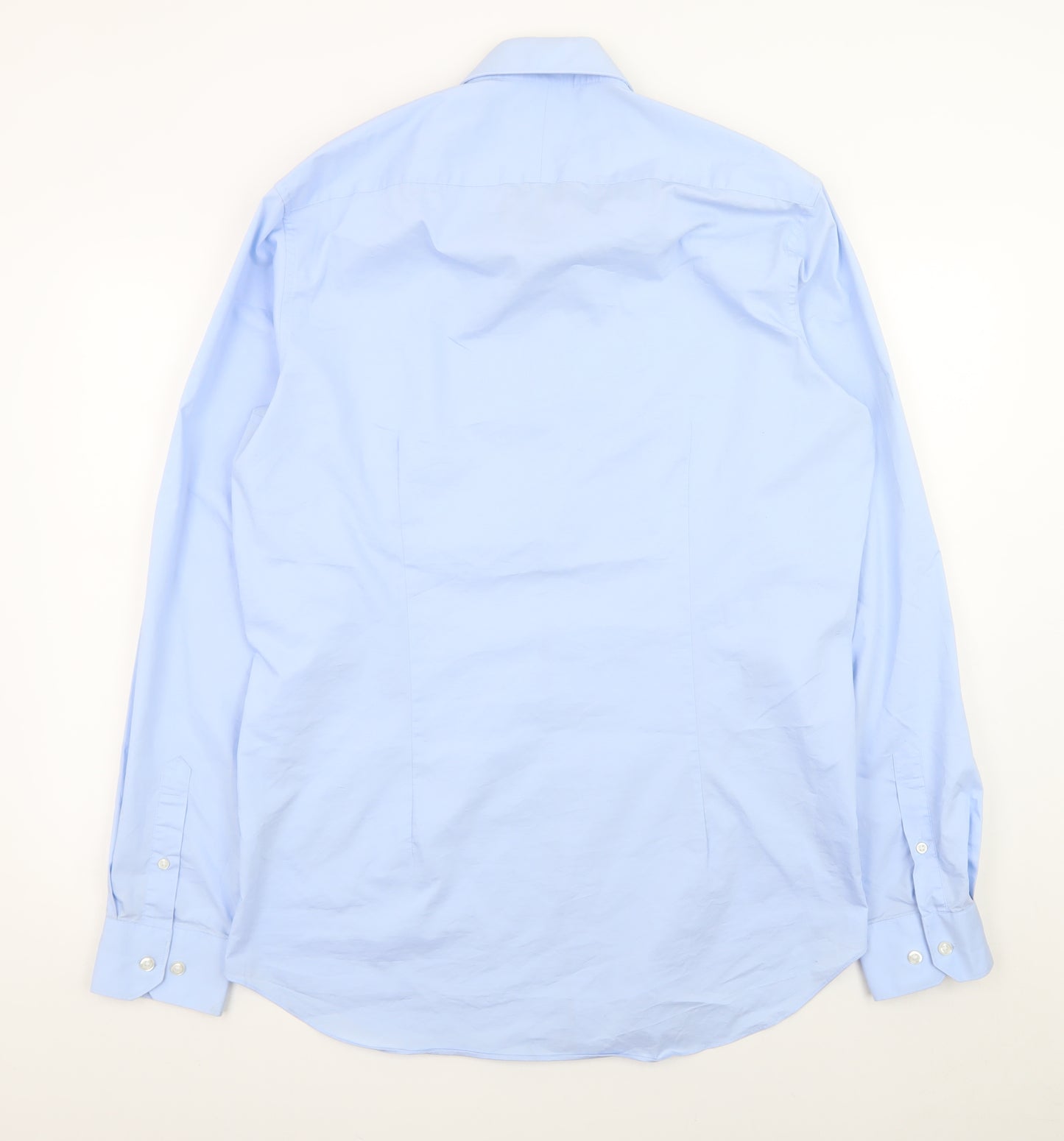 Moss 1851 Men's Blue Tailored Fit Long Sleeve Formal Dress Shirt 2XL