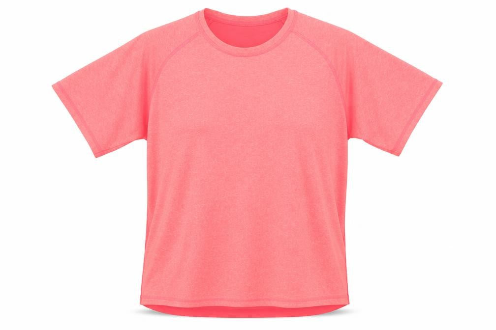 Front view of Dunnes women’s pink short sleeve basic t-shirt, size L