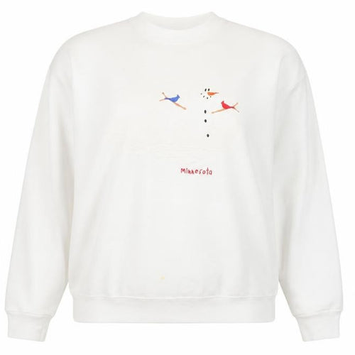 Lee Women White Minnesota Snowman Heavyweight Sweatshirt M