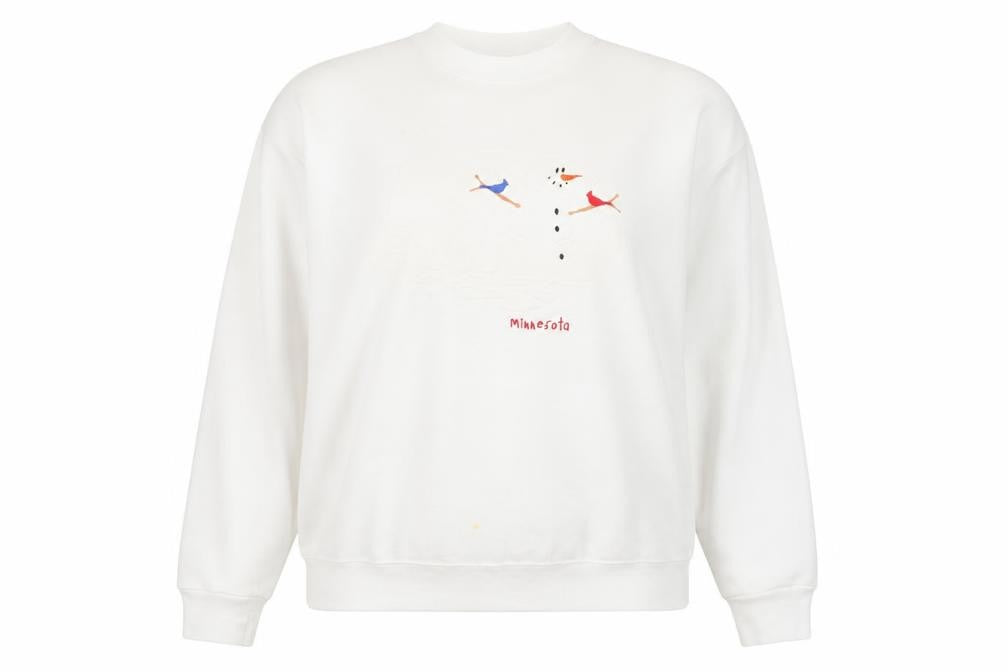 Lee Women White Minnesota Snowman Heavyweight Sweatshirt M