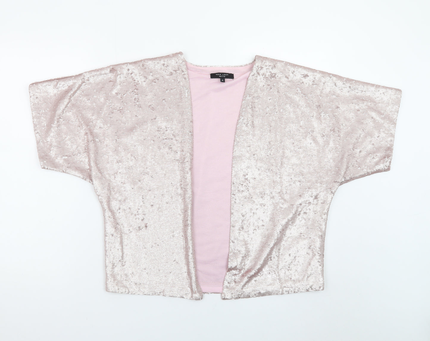 New Look Petite Pink Sequin Kimono Jacket Women's Size 6