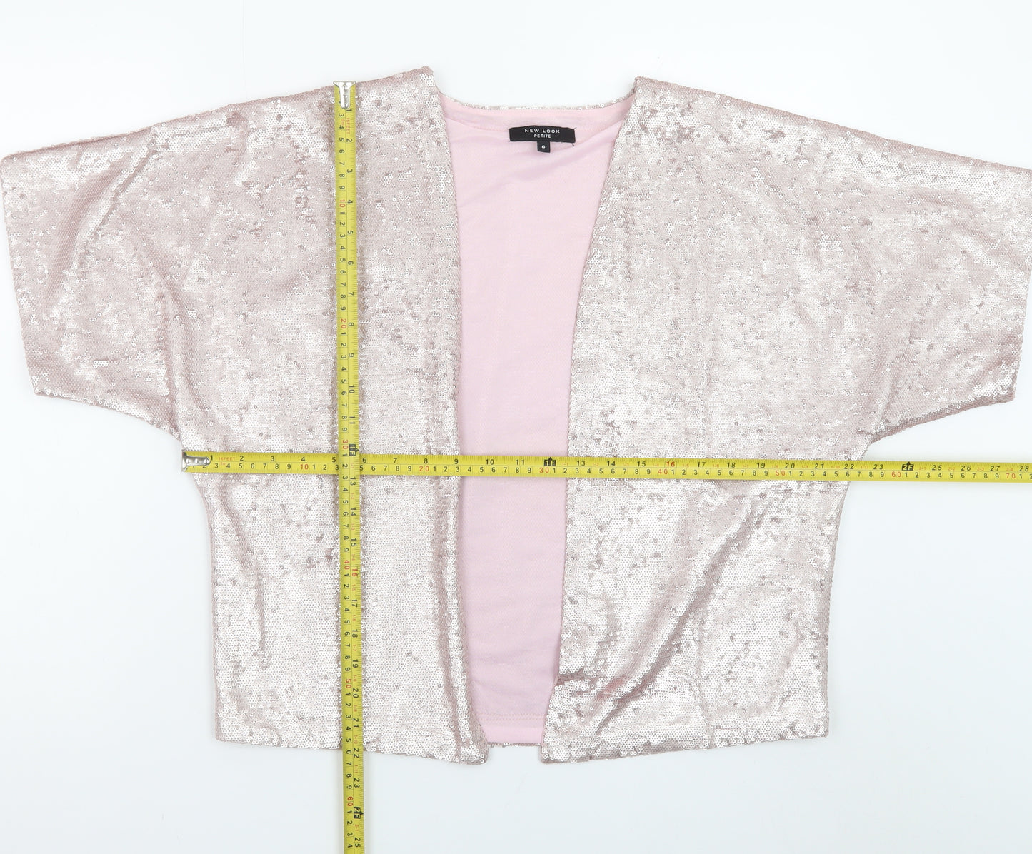 New Look Petite Pink Sequin Kimono Jacket Women's Size 6
