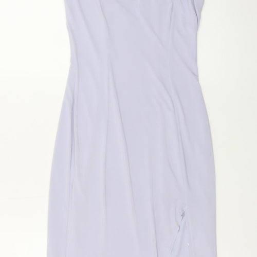 River Island Women Purple Size 6 V-Neck Slip Dress