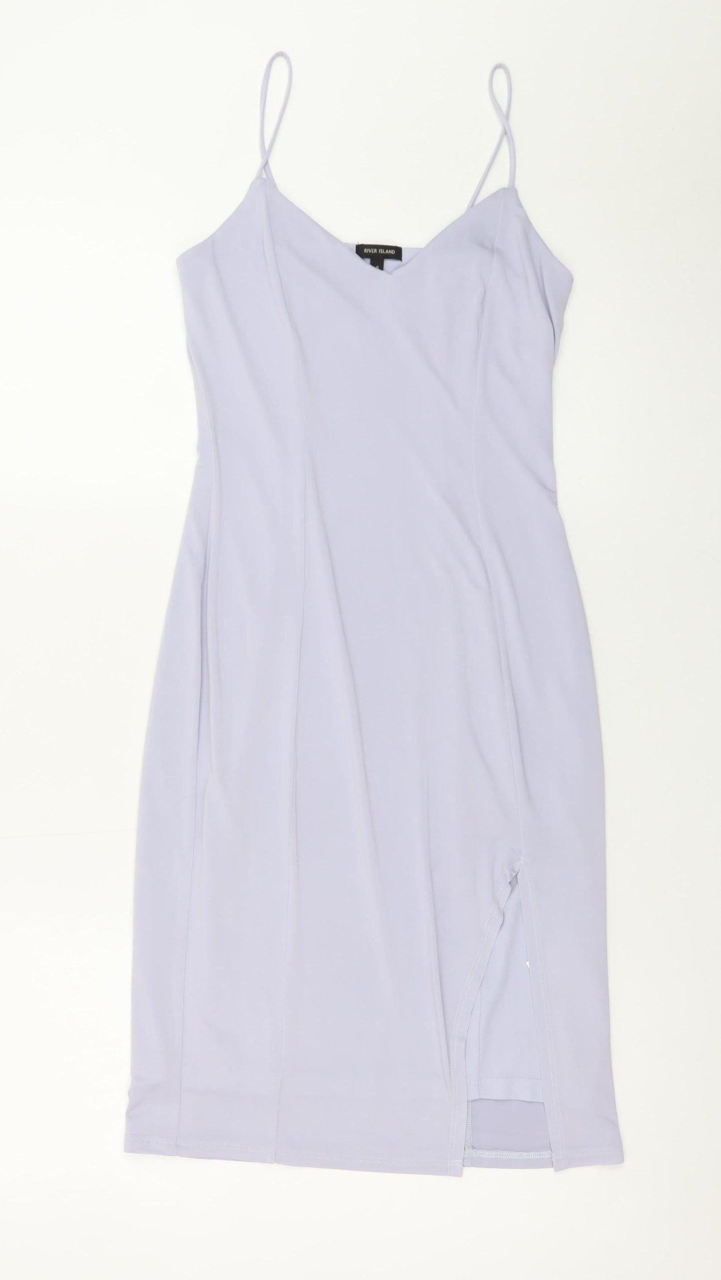 River Island Women Purple Size 6 V-Neck Slip Dress