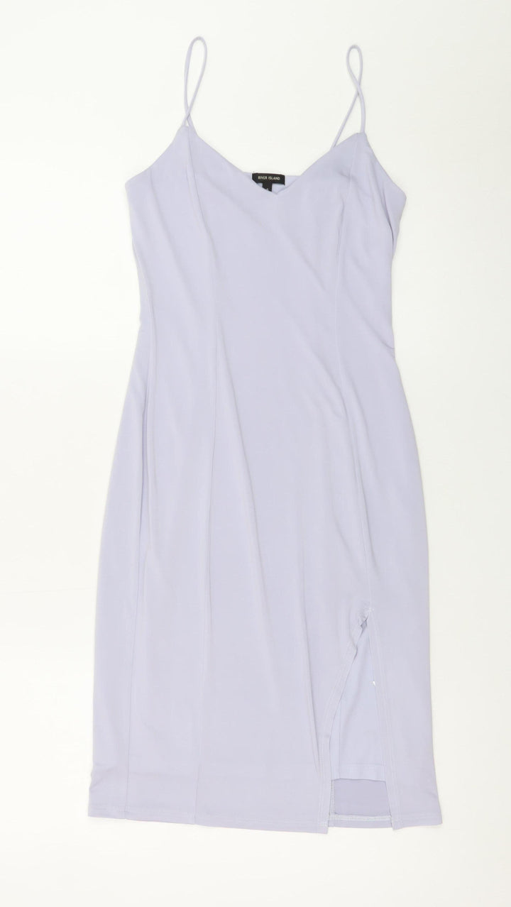 River Island Women Purple Size 6 V-Neck Slip Dress