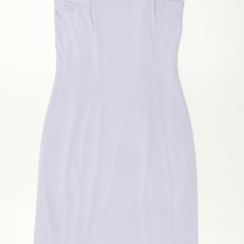 River Island Women Purple Size 6 V-Neck Slip Dress