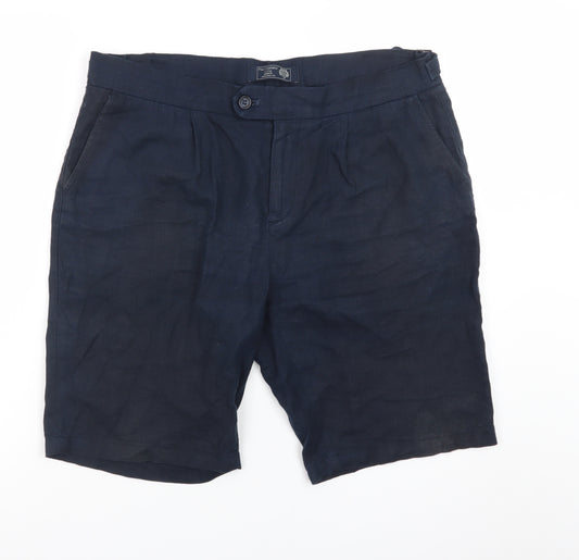 Paul Costelloe Men’s Navy Linen Chino Shorts 34in
