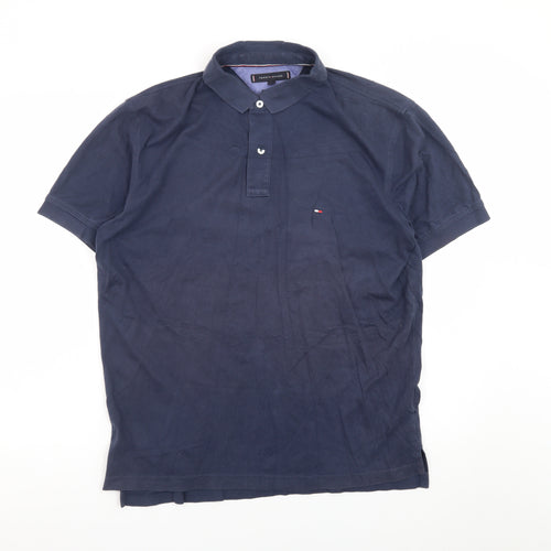 Tommy Hilfiger Men's Navy Blue Regular Fit Polo Shirt Size L