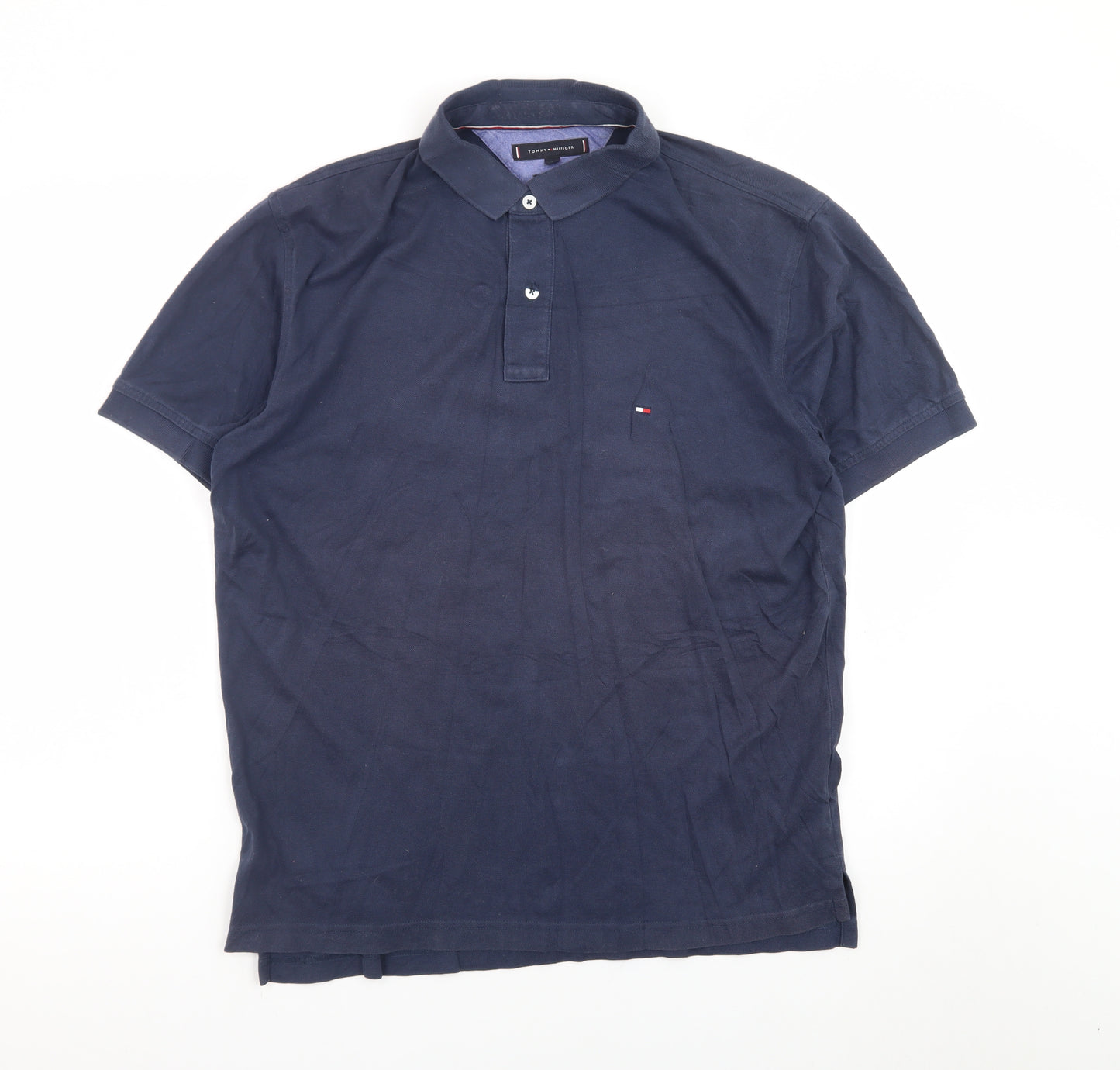 Tommy Hilfiger Men's Navy Blue Regular Fit Polo Shirt Size L