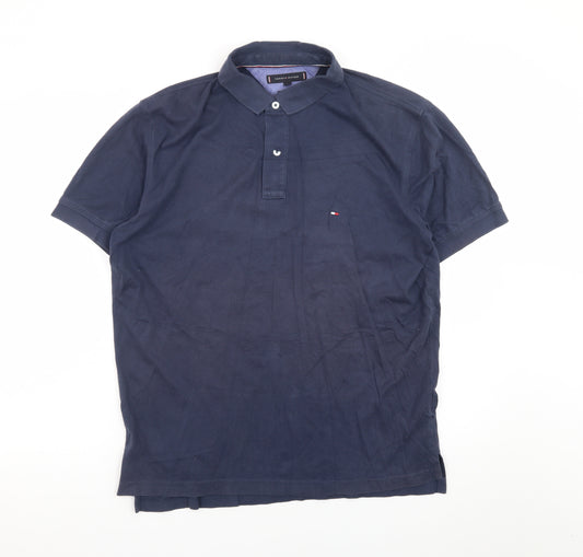Tommy Hilfiger Men's Navy Blue Regular Fit Polo Shirt Size L