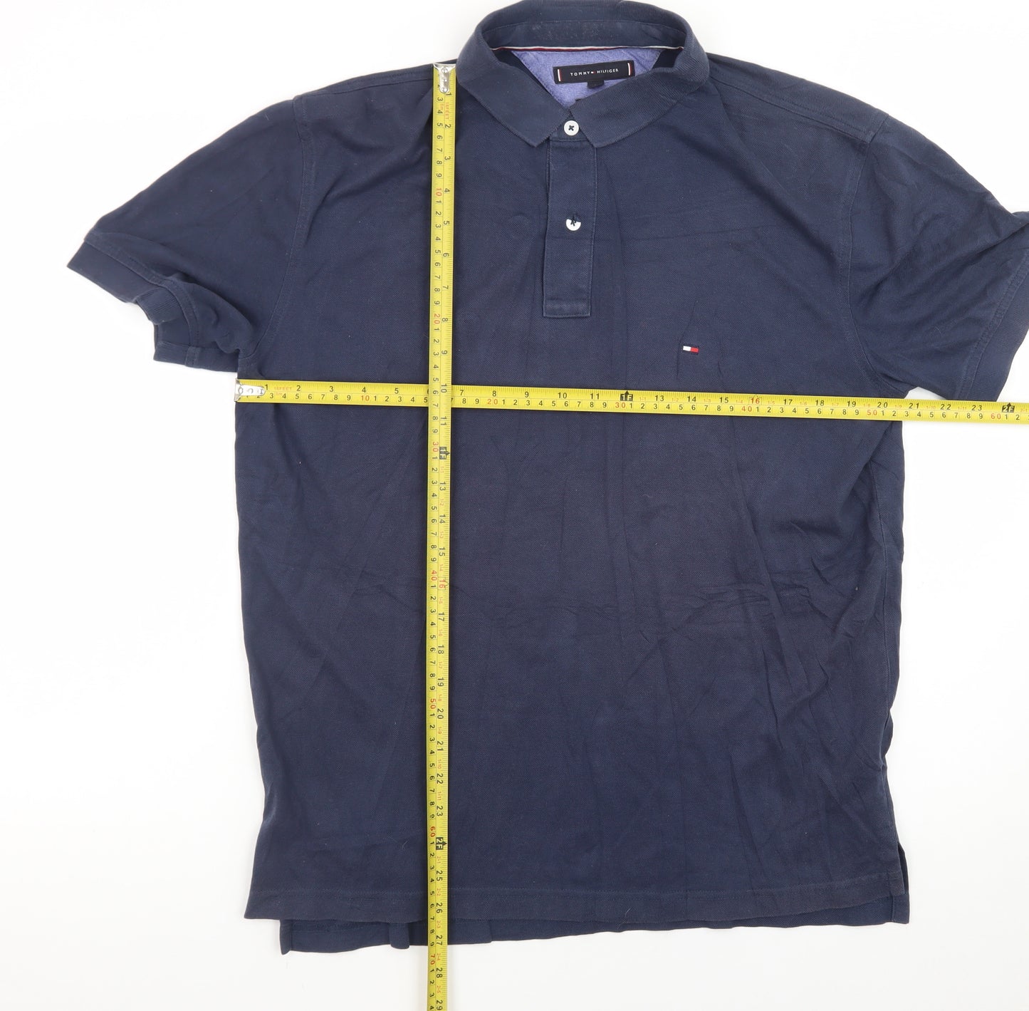 Tommy Hilfiger Men's Navy Blue Regular Fit Polo Shirt Size L