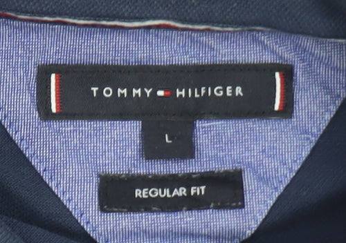Tommy Hilfiger Men's Navy Blue Regular Fit Polo Shirt Size L