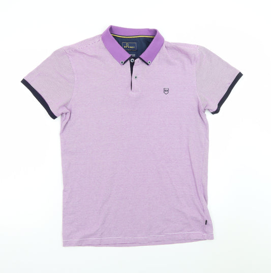 XV Kings Men's Purple Striped Short Sleeve Polo Shirt Size L