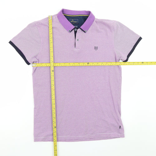 XV Kings Men's Purple Striped Short Sleeve Polo Shirt Size L