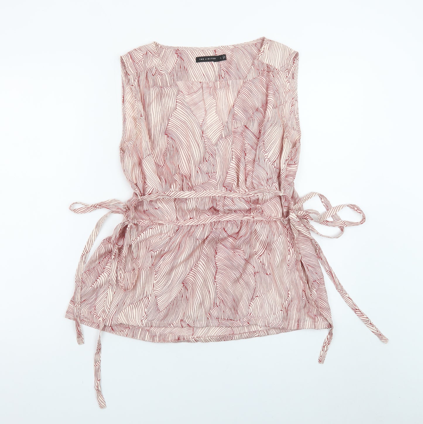 The Limited Womens Pink Wrap Chiffon Sleeveless Blouse L