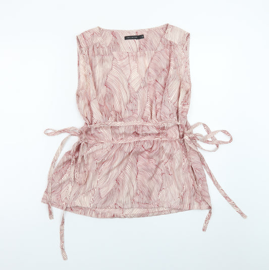 The Limited Womens Pink Wrap Chiffon Sleeveless Blouse L