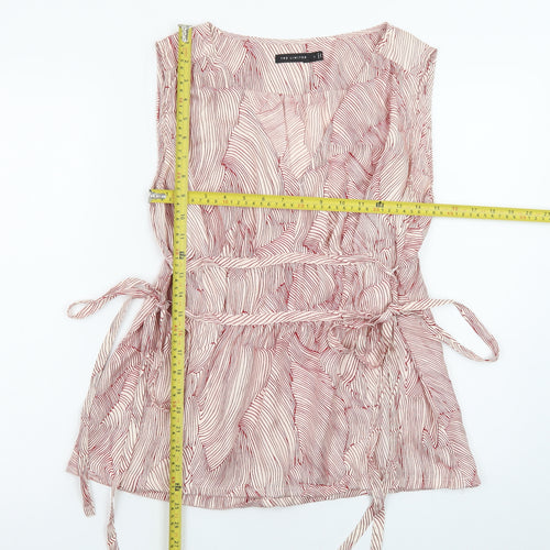The Limited Womens Pink Wrap Chiffon Sleeveless Blouse L