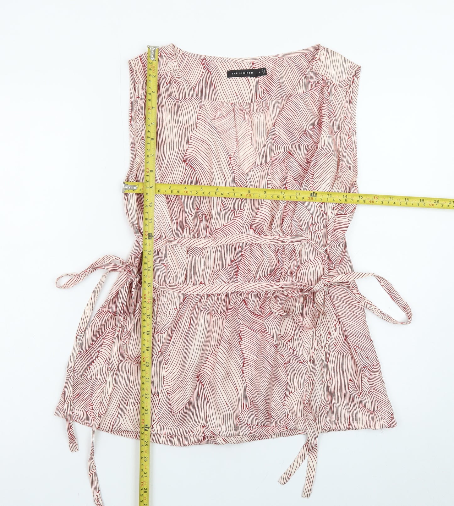 The Limited Womens Pink Wrap Chiffon Sleeveless Blouse L