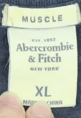 Abercrombie & Fitch Men's Blue XL Muscle Fit Crew Neck T-Shirt
