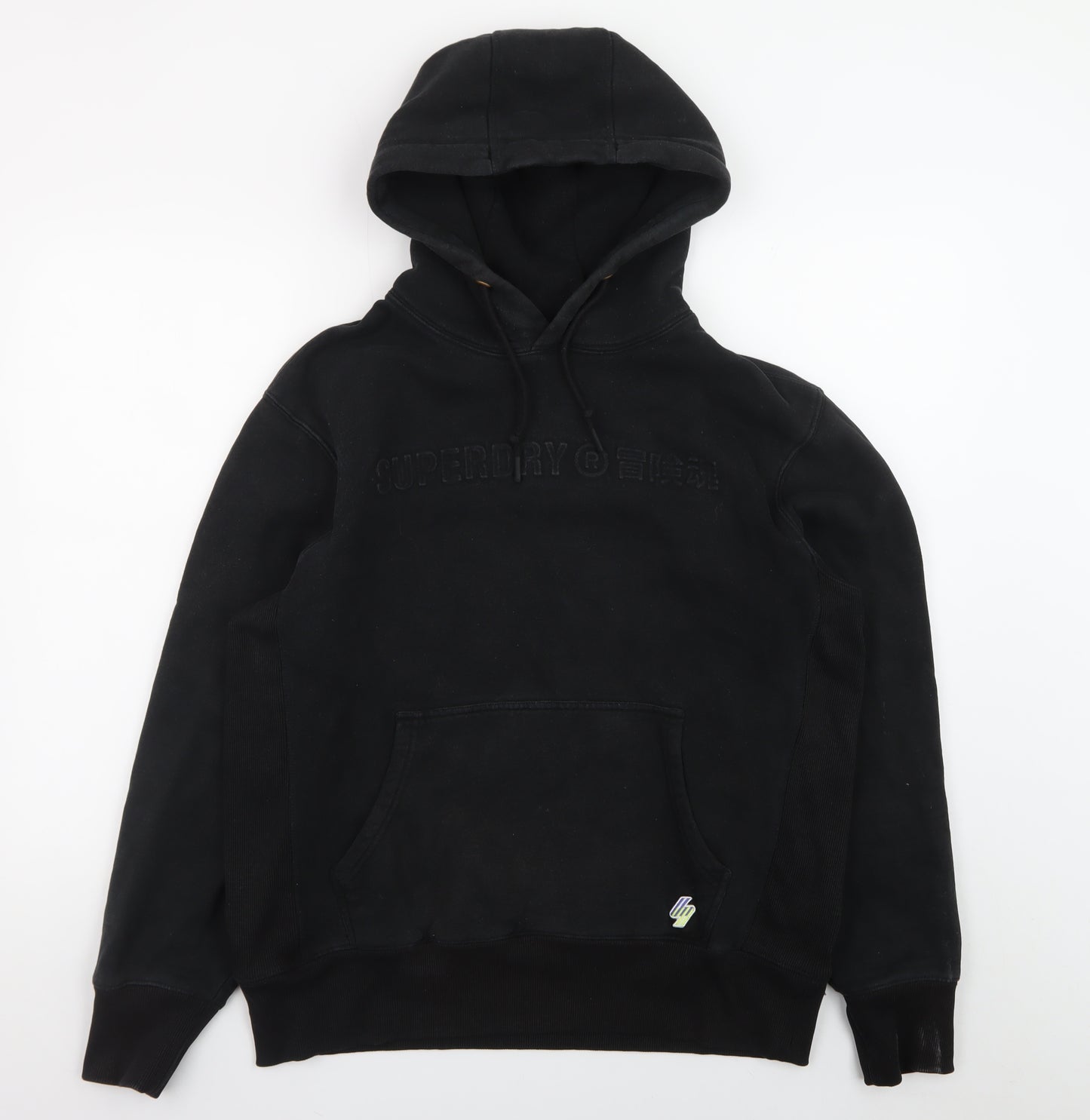 Superdry Men's Black XL Pullover Hoodie with Logo Detail