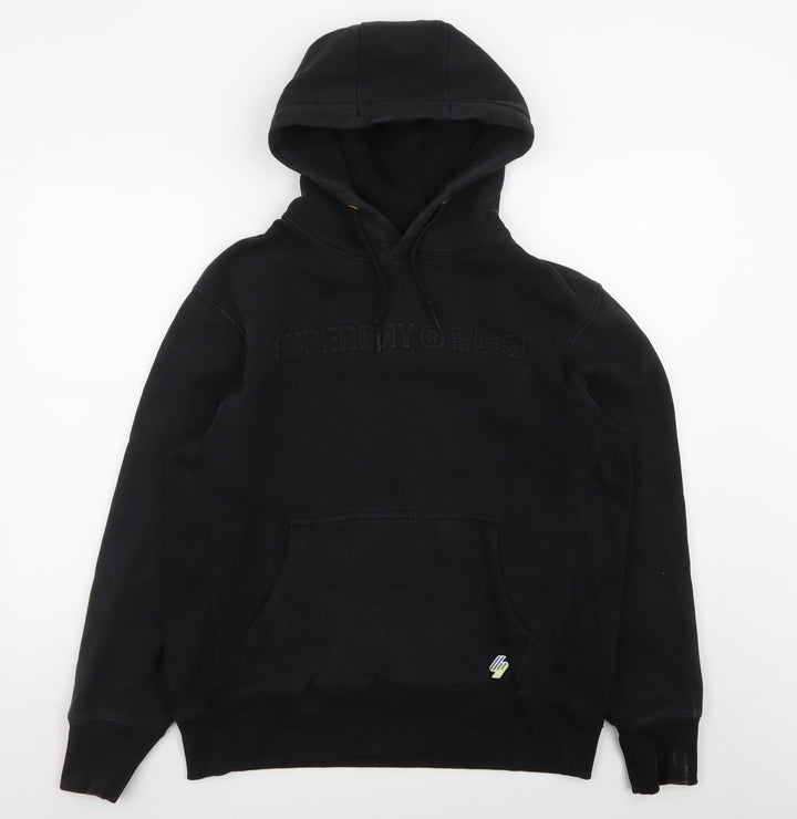 Superdry Men's Black XL Pullover Hoodie with Logo Detail