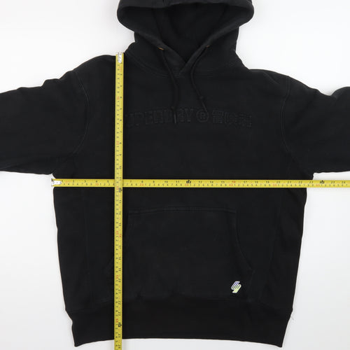 Superdry Men's Black XL Pullover Hoodie with Logo Detail