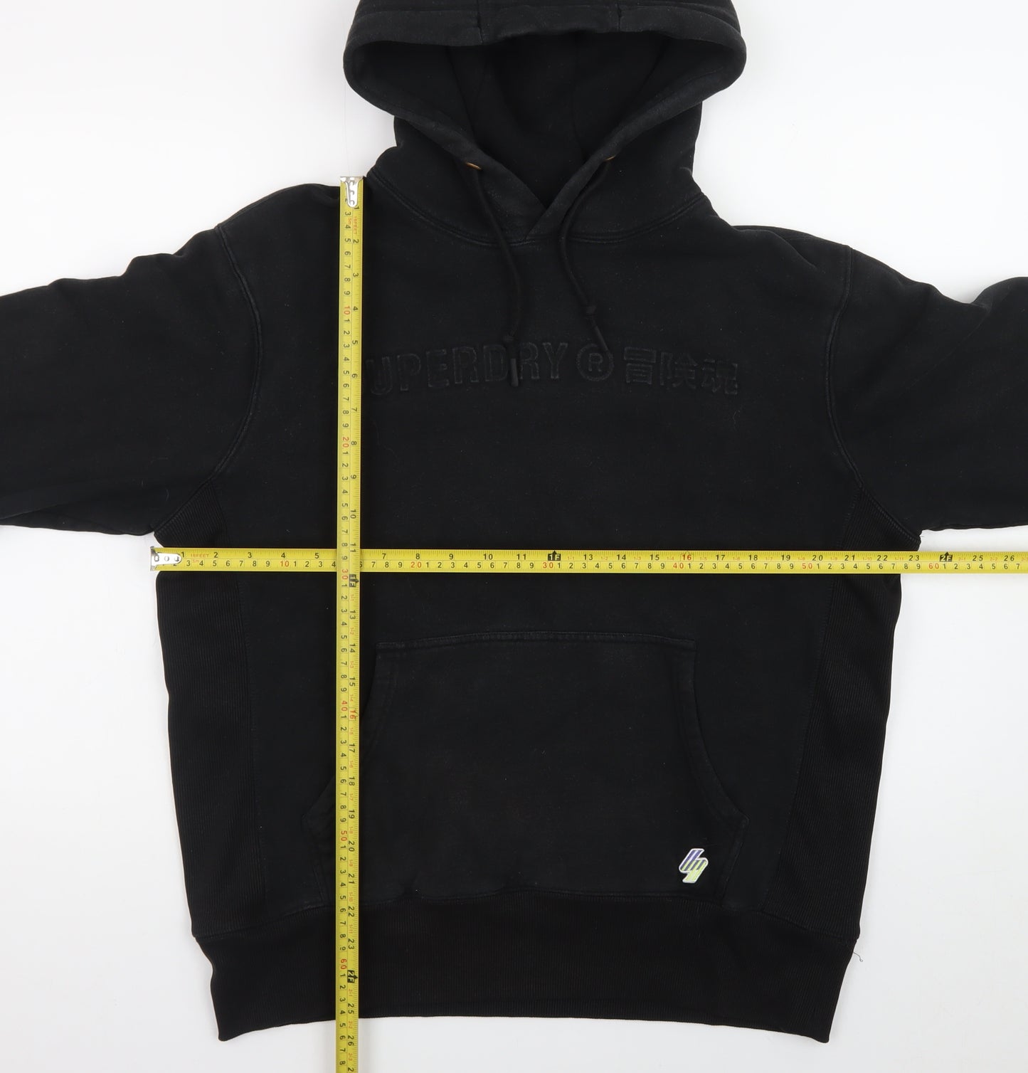 Superdry Men's Black XL Pullover Hoodie with Logo Detail