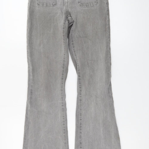 Green Coast Women’s Grey Flared High Rise Button Denim Jeans Size 32