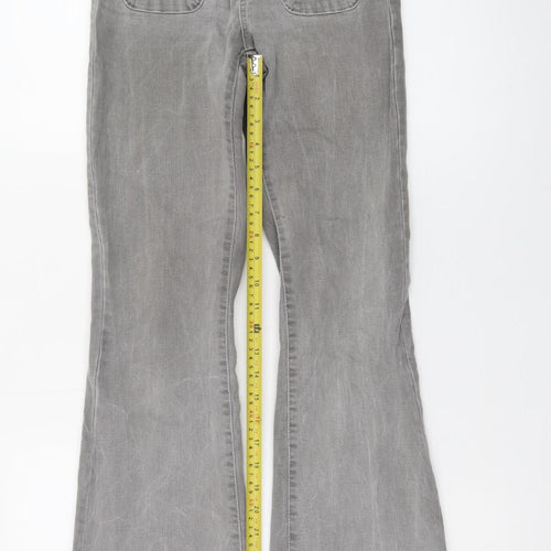 Green Coast Women’s Grey Flared High Rise Button Denim Jeans Size 32
