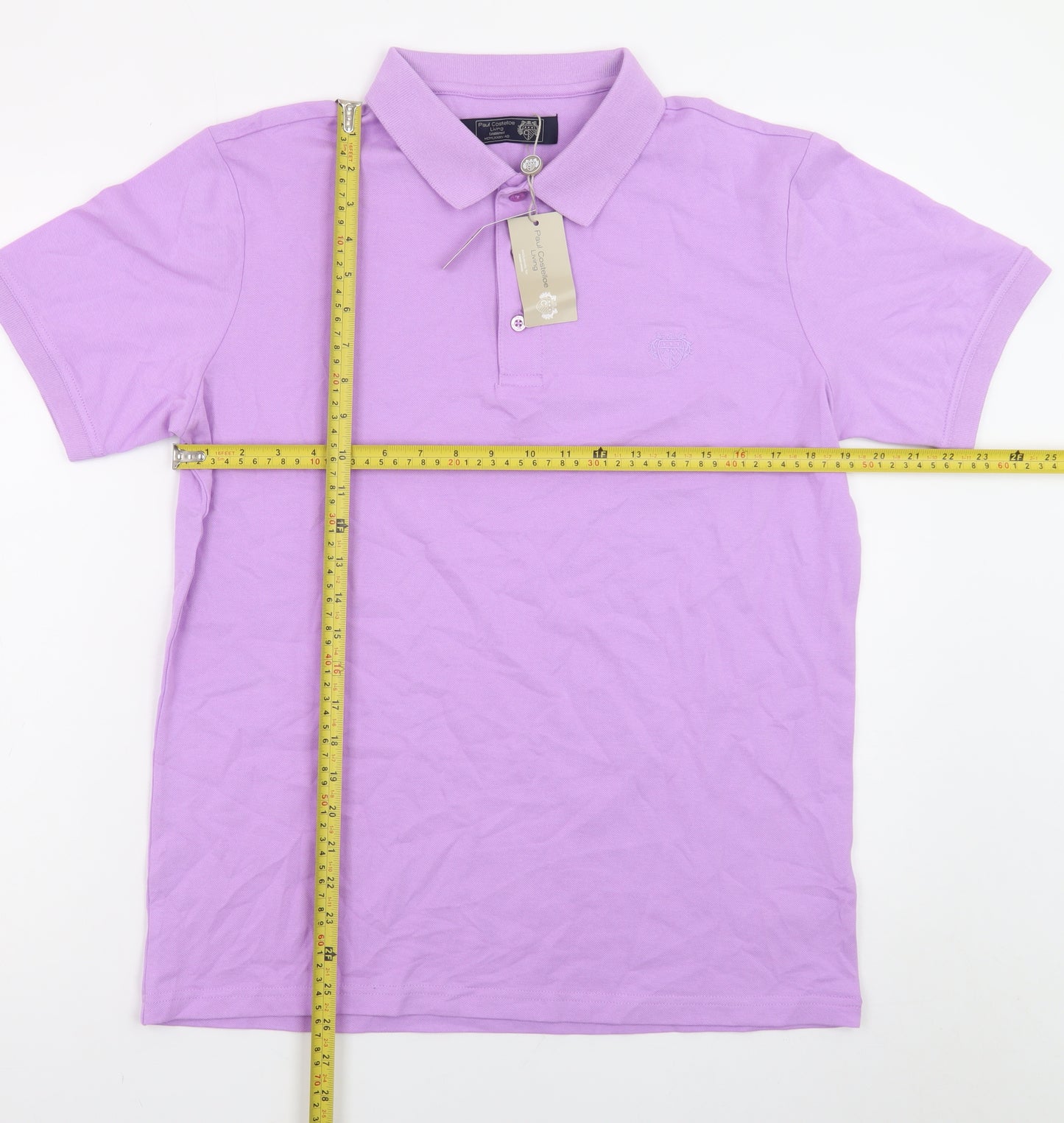 Paul Costelloe Men's Purple Regular Fit Cotton Polo Shirt Medium