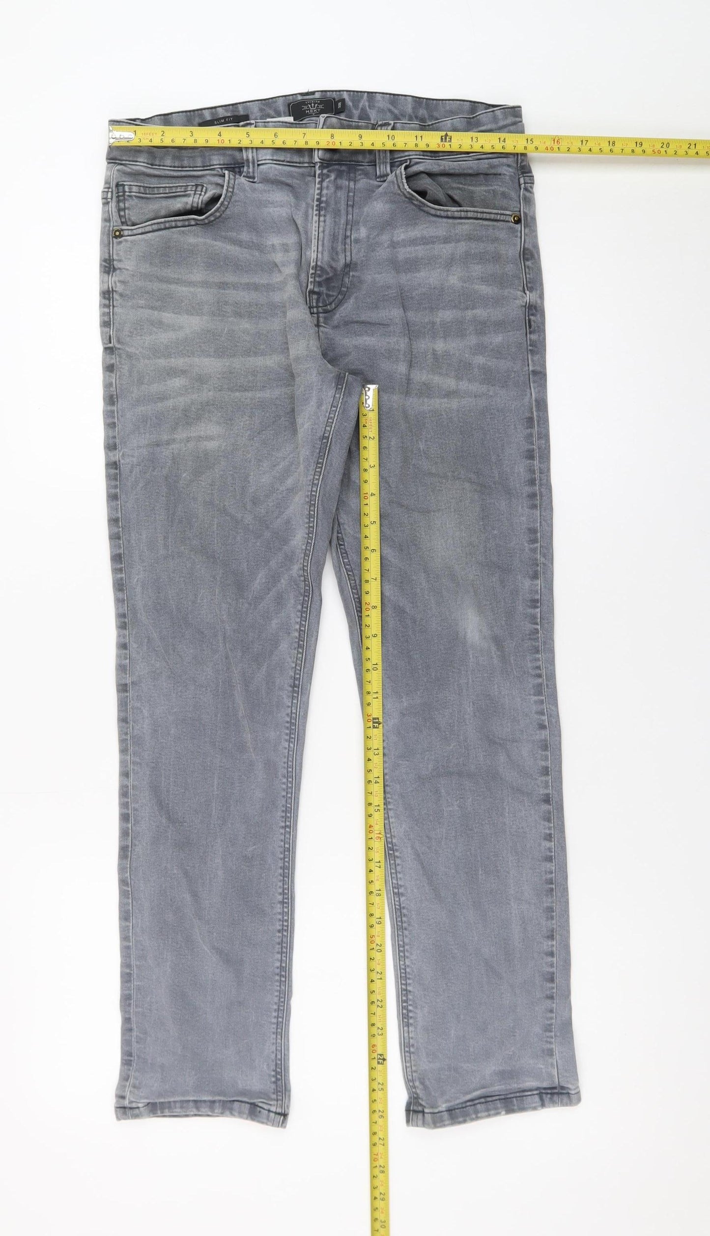 NEXT Men's Grey Slim Fit Straight Jeans 30W 31L Denim