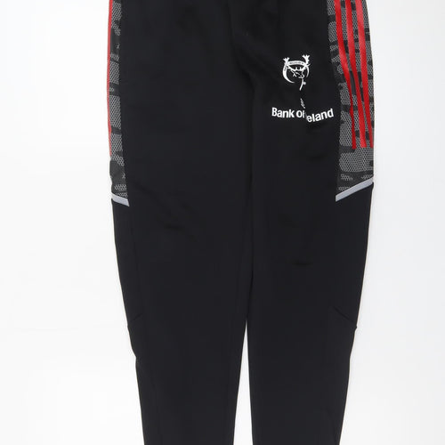 Adidas Men Black Jogger Sweatpants Medium Tapered Red Stripe Sportswear