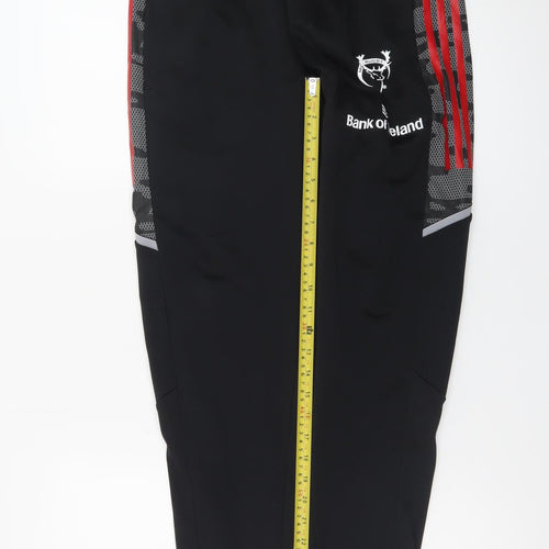 Adidas Men Black Jogger Sweatpants Medium Tapered Red Stripe Sportswear