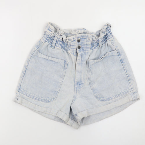 Savida Women’s Blue Paperbag Denim Shorts Size 8 High Waist