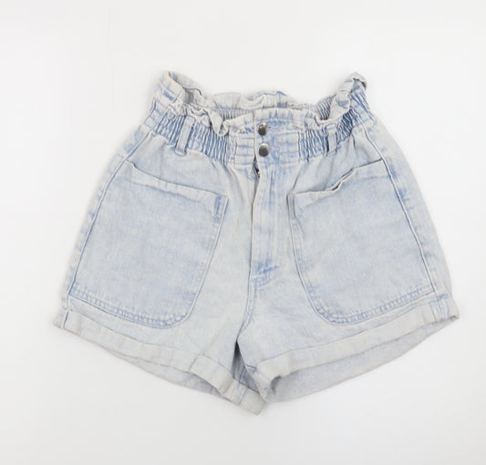 Savida Women’s Blue Paperbag Denim Shorts Size 8 High Waist