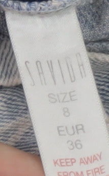 Savida Women’s Blue Paperbag Denim Shorts Size 8 High Waist