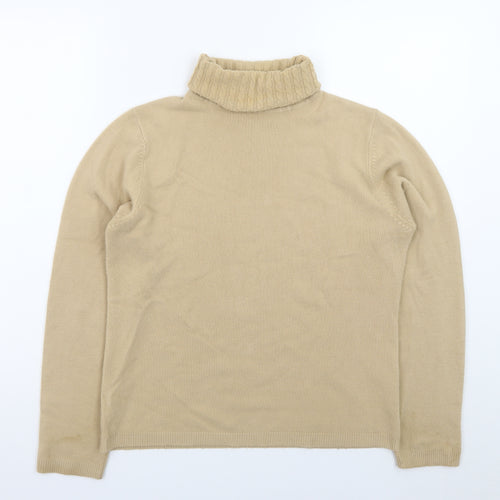 Debbie Morgan Women Beige Roll Neck Knit Jumper Size L