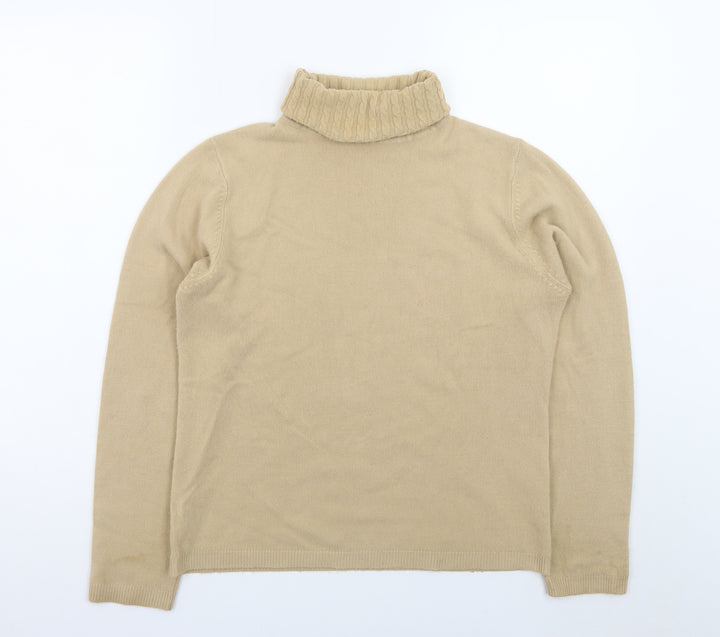 Debbie Morgan Women Beige Roll Neck Knit Jumper Size L