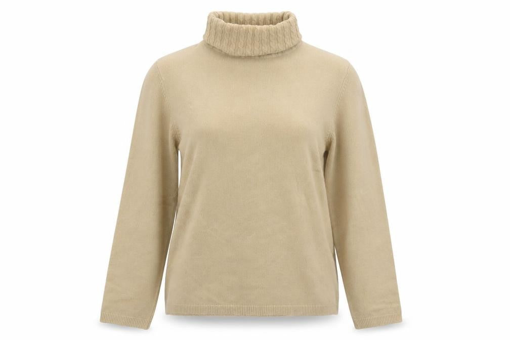 Debbie Morgan Women Beige Roll Neck Knit Jumper Size L