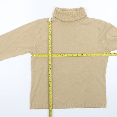 Debbie Morgan Women Beige Roll Neck Knit Jumper Size L