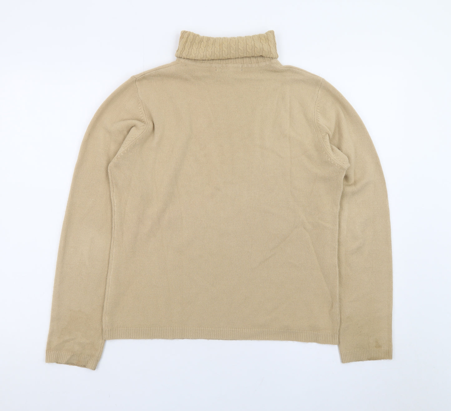 Debbie Morgan Women Beige Roll Neck Knit Jumper Size L
