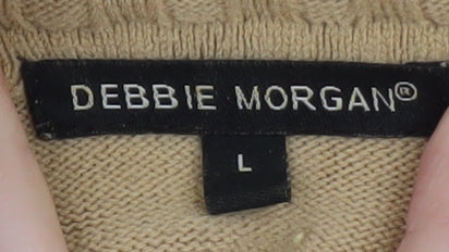 Debbie Morgan Women Beige Roll Neck Knit Jumper Size L