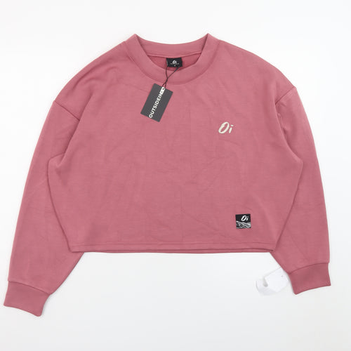 Outsidein Women Pink Cropped Pullover Sweatshirt Size S