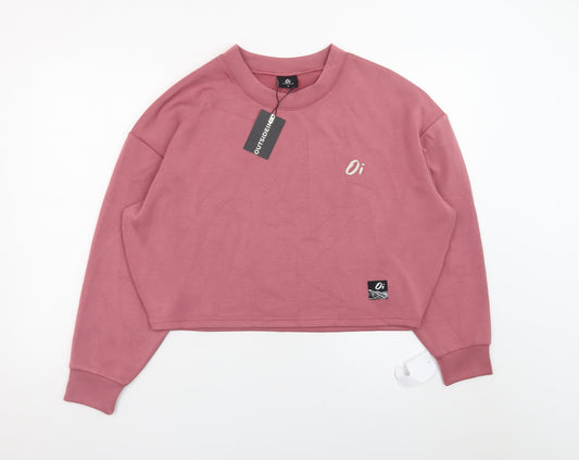 Outsidein Women Pink Cropped Pullover Sweatshirt Size S