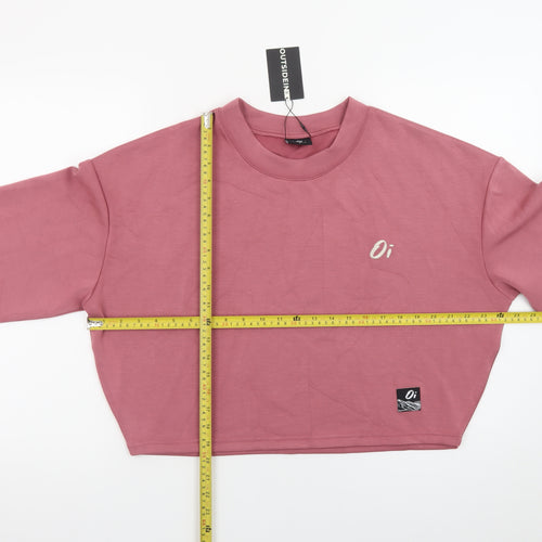 Outsidein Women Pink Cropped Pullover Sweatshirt Size S