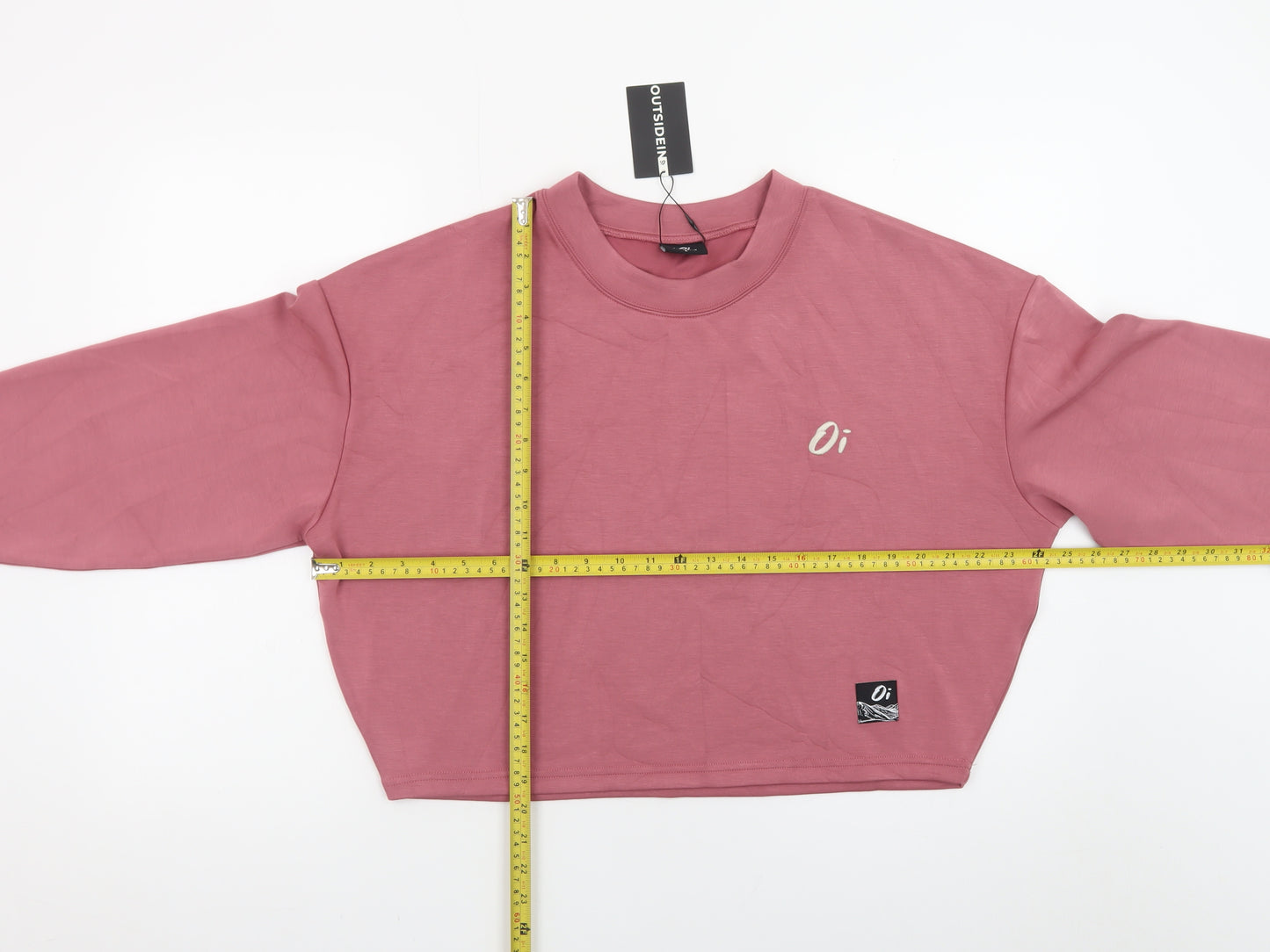 Outsidein Women Pink Cropped Pullover Sweatshirt Size S