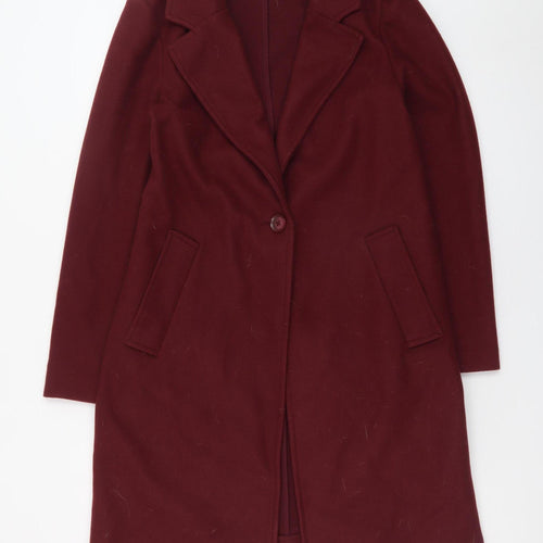Stradivarius Women's Red Long Overcoat Size 10 Polyester