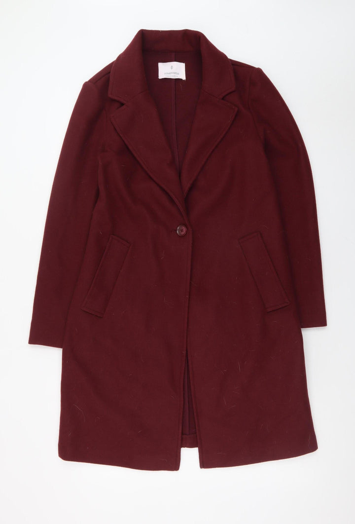 Stradivarius Women's Red Long Overcoat Size 10 Polyester