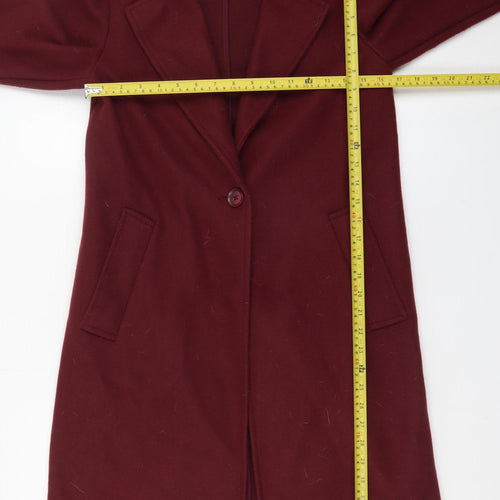 Stradivarius Women's Red Long Overcoat Size 10 Polyester